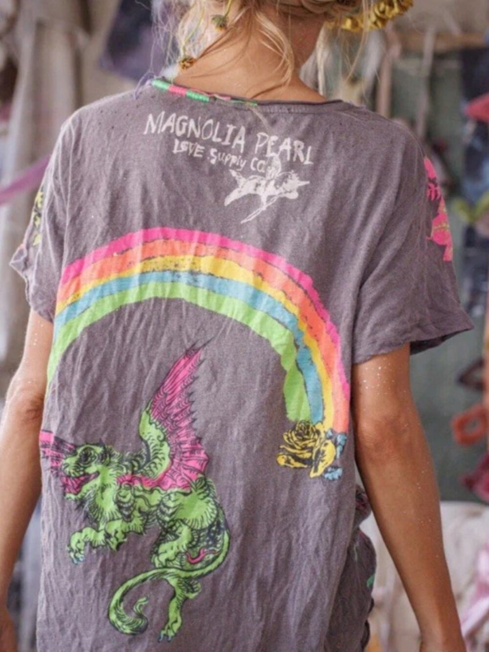 Magnolia Pearl Dragons and Roses Tee NWT | one size fits most - Picture 5 of 6